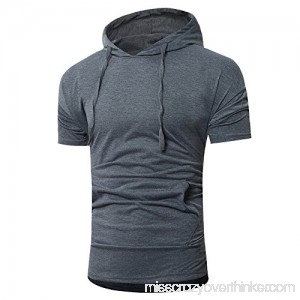 MISYAA Hoodies for Men Short Sleeve Hooded Muscle Shirt Solid Activewear Masculinous Sweatshirt Sport Outwear Mens Tops Dark Gray B07NCTCCB4